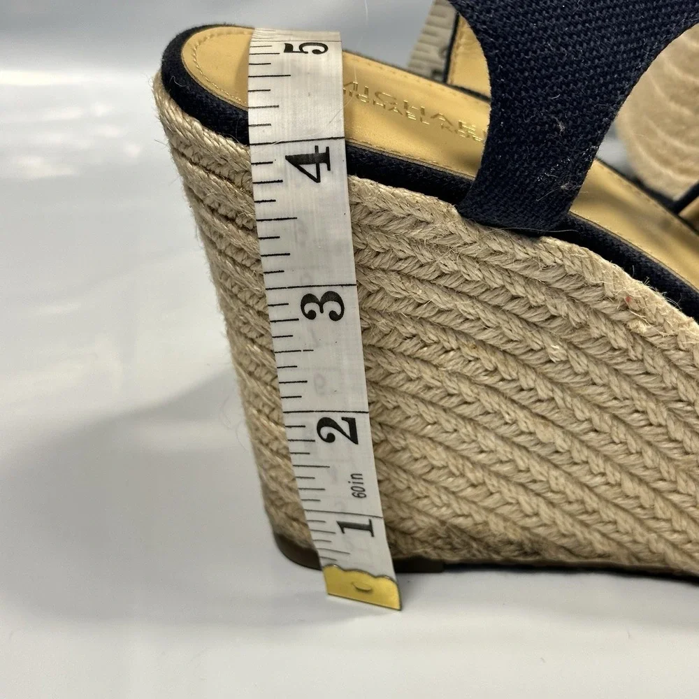 Michael MICHAEL KORS Berkley Wedge Platform Sandal Navy Canvas Zip US 10M